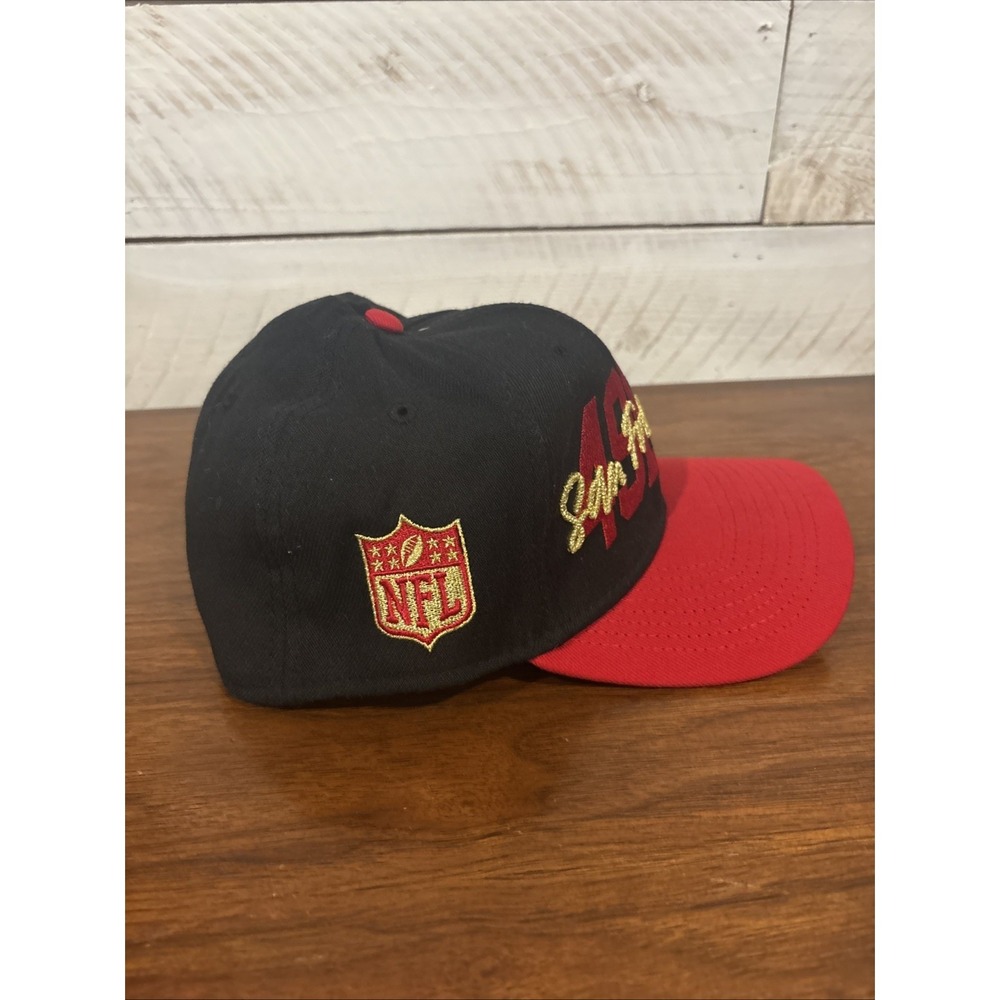 New Era 59fifty San Francisco 49ers Hat Cap Red Black NFL‎ Large /XL Spellout - Picture 2 of 6